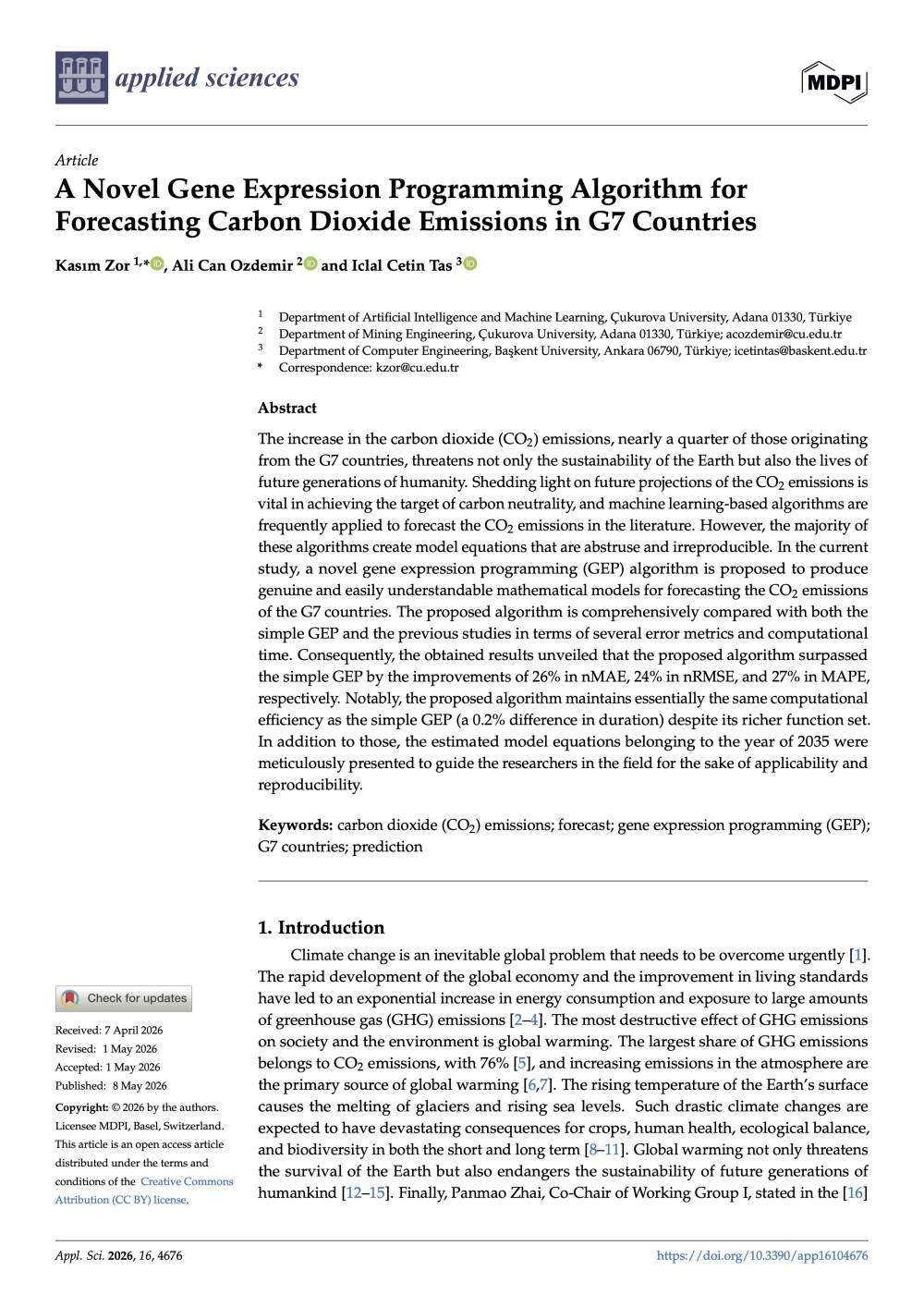 Öğretim üyemizin WoS SCIE-Q2 indeksli makalesi yayınlanmıştır.